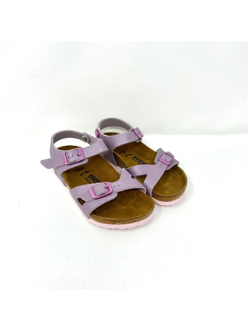 Birkenstock Kids Rio Metallic Lilac Birko-Flor Girls Sandals US 8 Adjustable